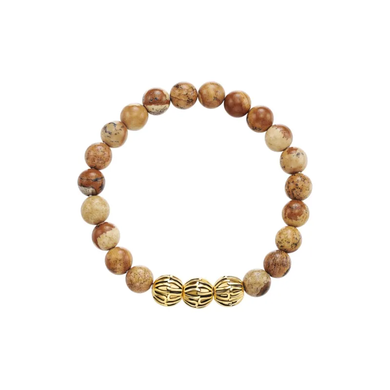 TIANWANG Titanium Steel Wood Grain Stone Bracelet Unisex Yellow-1