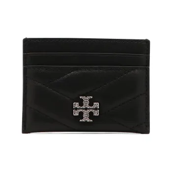 TORY BURCH Kira Herringbone Sheepskin Card Holder Women's Black