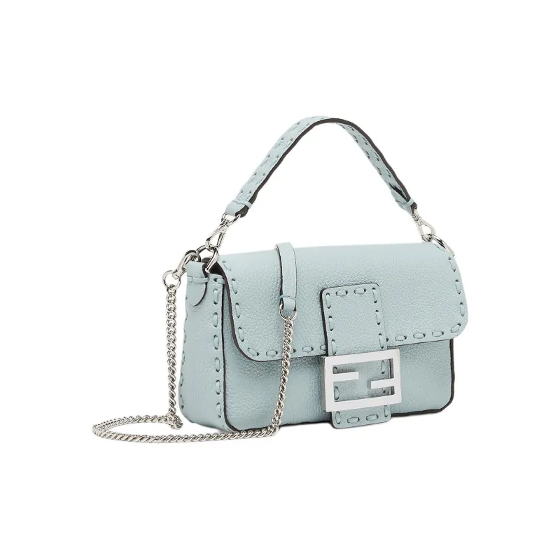 FENDI Baguette Calfskin Portable Crossbody Bag Shoulder Bag Mini Women's Light Blue-1