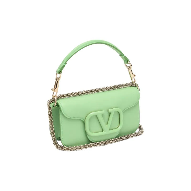 Valentino Locò Leather Shoulder Bag Women's Mint Green-1