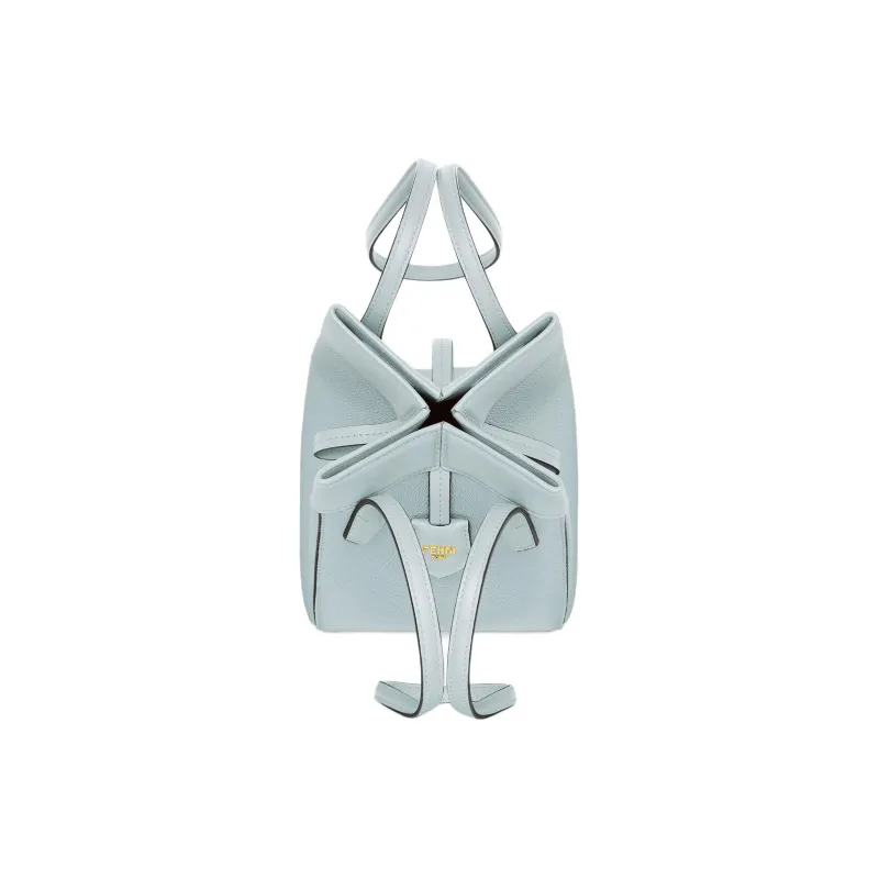 FENDI Grained Leather Bucket Bag Handbag Shoulder Bag Women's Light Blue-3