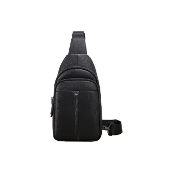 Old Man's Head Top Grain Cow Leather Sling Bag Shoulder Bag Crossbody Bag Regular Men's Black