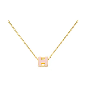 HERMES Cage D'H Gold Plated Necklaces Women's Pink Gold