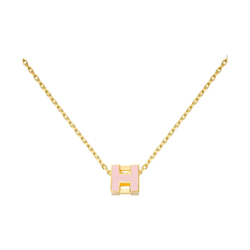 HERMES Cage D'H Gold Plated Necklaces Women's Pink Gold-0