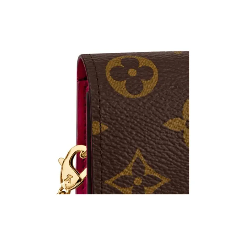 LOUIS VUITTON Flore Chain Wallet Monogram Brown/Fuchsia-5