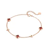 Four-Leaf Clover Bracelet (Red Agate)
