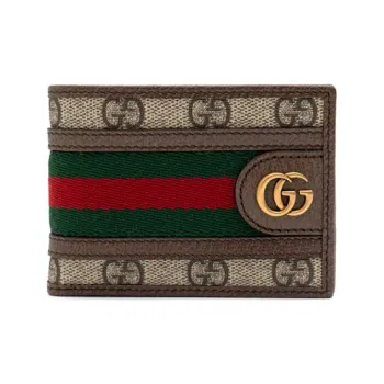 GUCCI Ophidia Canvas With Calfskin Wallet Mini Men's Brown & Beige