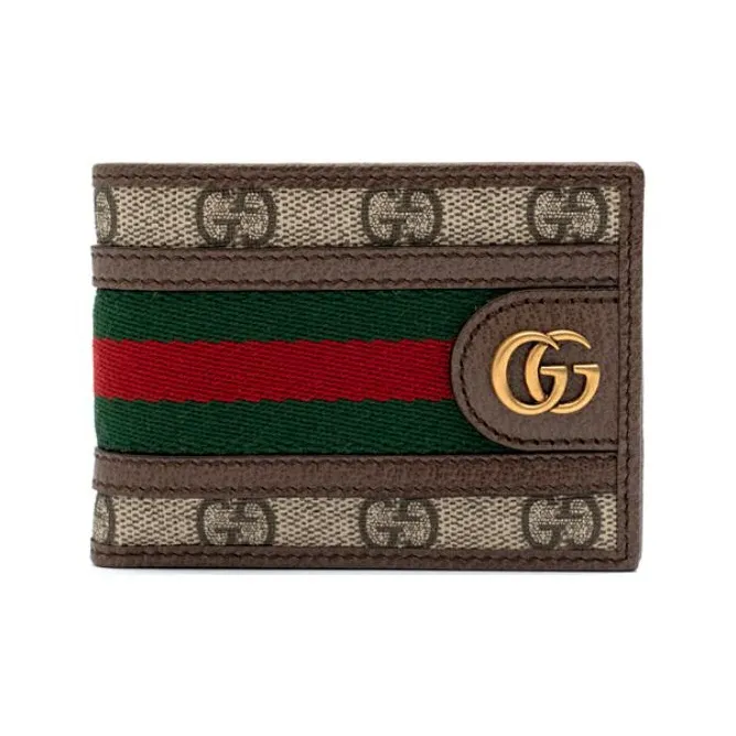 GUCCI Ophidia Canvas With Calfskin Wallet Mini Men's Brown & Beige-0