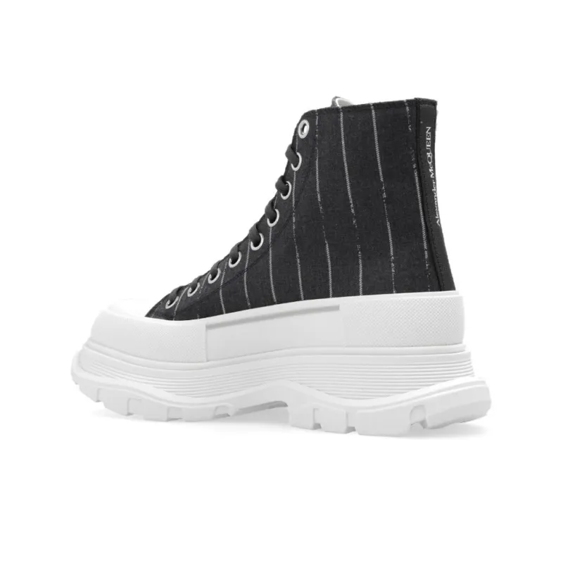 Alexander McQueen Tread Slick Lace Up Ankle Sneakers 'Black Striped' Women's-0