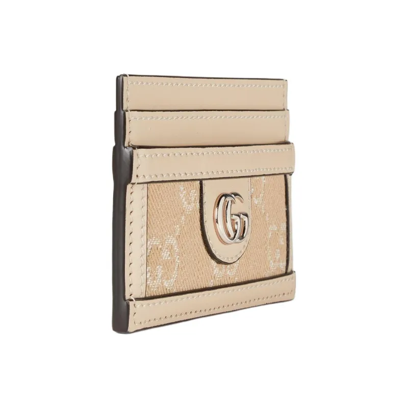 GUCCI Ophidia Denim With Leather Card Holder Women's Light Beige-1