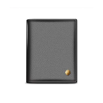 Old Man's Head Top Grain Cow Leather Wallets Card Holders Regular Men's Black