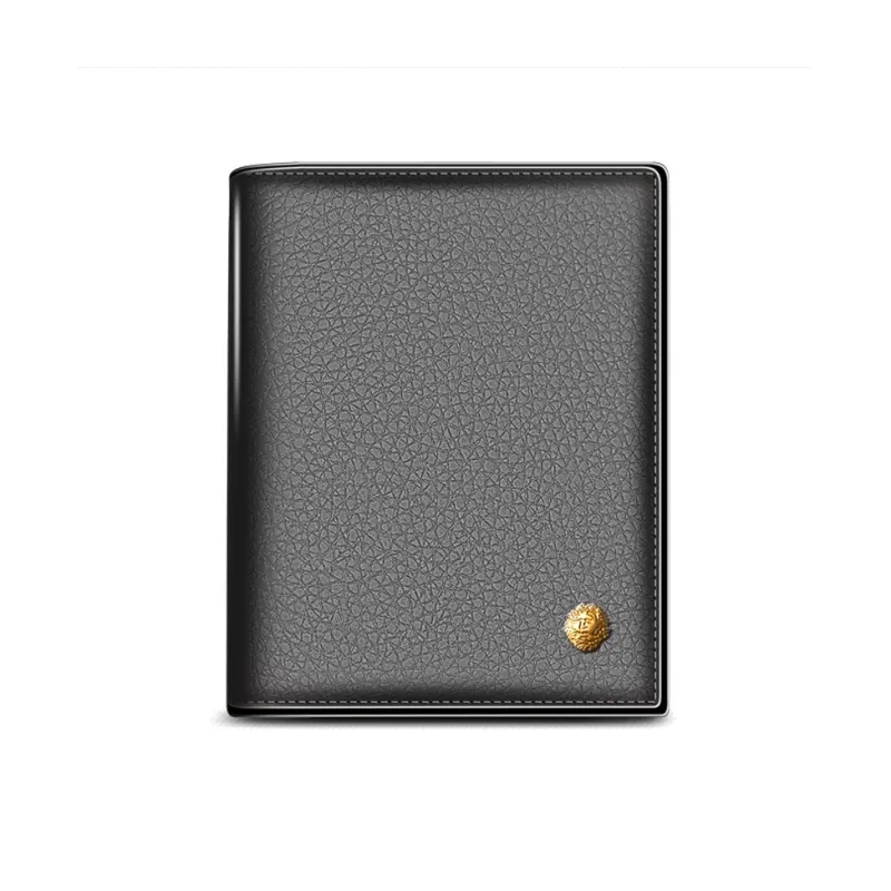 Old Man's Head Top Grain Cow Leather Wallet, Card Holder Regular Men's Black-0