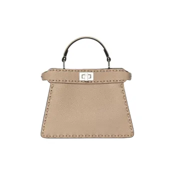 FENDI Peekaboo ISeeU Calfskin Shoulder Bag Crossbody Bag Handbag Women's Beige