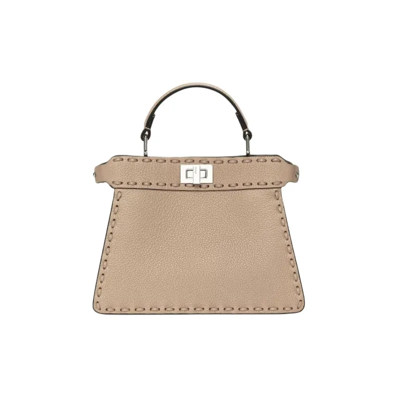 FENDI Peekaboo ISeeU Calfskin Shoulder Bag Crossbody Bag Handbag Women's Beige-0