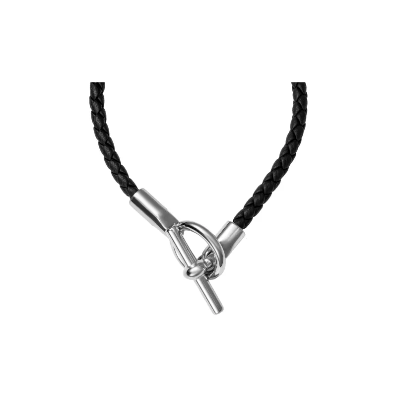 HERMES Metal Detail Wristbands Men's Black-1