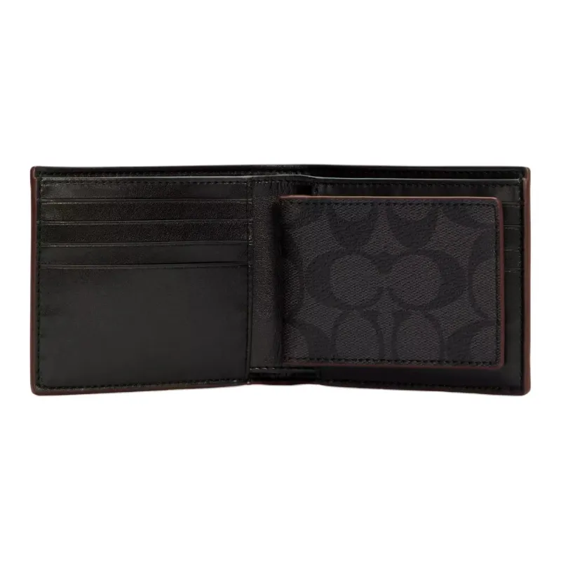 COACH 3 IN 1 Wallet Coated Canvas Set Wallet Mini Men's Black-1