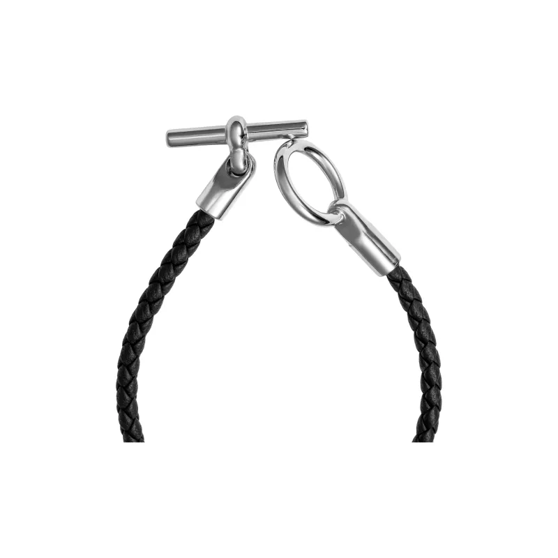 HERMES Metal Detail Wristbands Men's Black-2