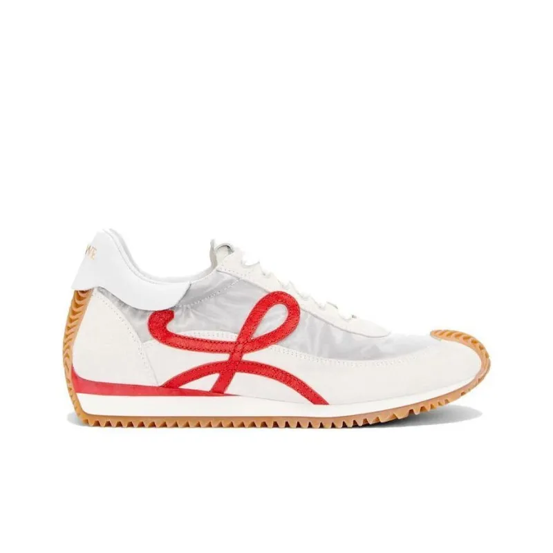 LOEWE Flow Runner Loewe Low Top Sports Casual Shoes Women's White Red-1