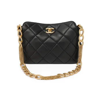 CHANEL Sheepskin Hobo Bag Handbag Shoulder Bag Women's Black