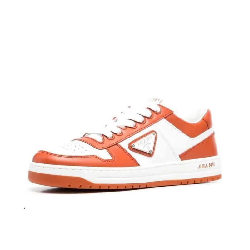 PRADA DowntownPrada Downtown Low Top Stylish Skateboarding Shoes Women's White Orange-1
