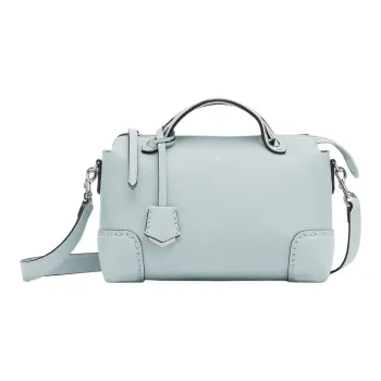 FENDI By The Way Series Calfskin Boston Bag Shoulder Bag Crossbody Bag Handbag Medium Size Women's Light Blue