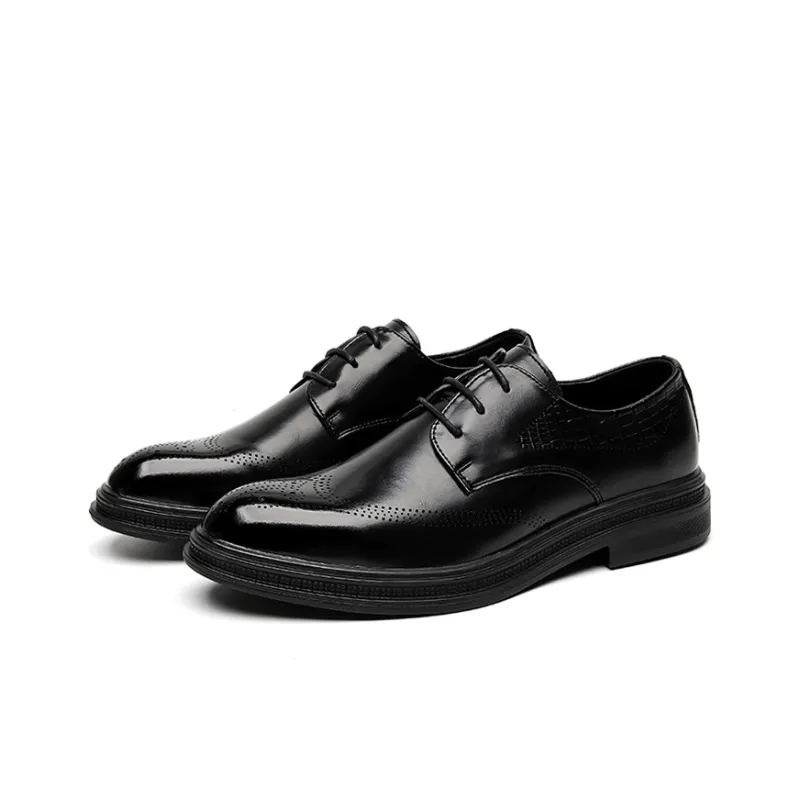 GZZ Dress Shoes Men Low Top Black/Light Brown-1