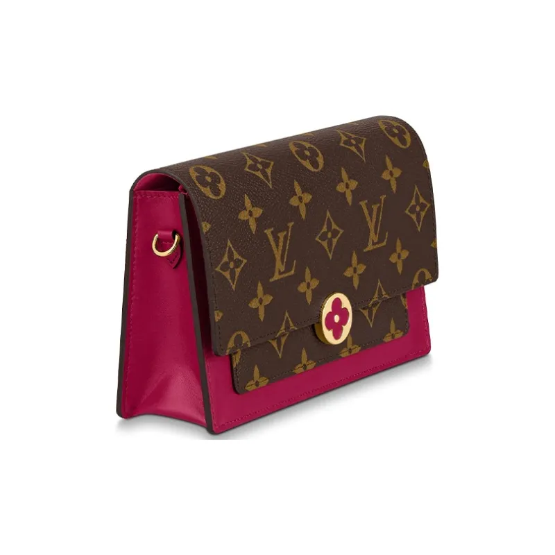 LOUIS VUITTON Flore Chain Wallet Monogram Brown/Fuchsia-2