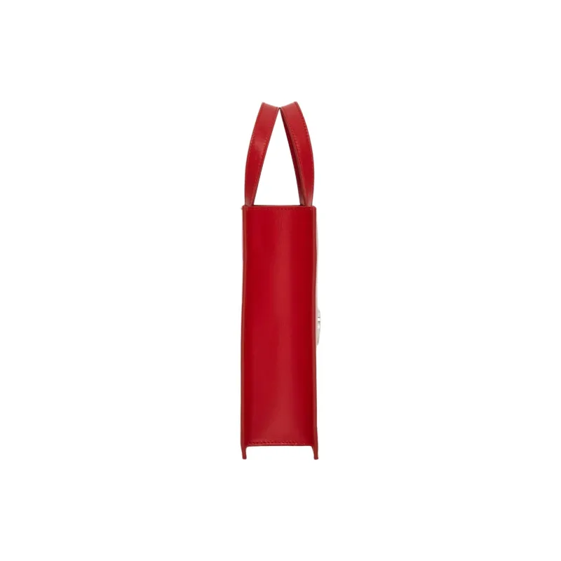 FERRAGAMO GANCINI Palm Calfskin Tote Bag Shopping Bag Shoulder Bag Crossbody Bag Handbag Mini Women's Flame Red-2