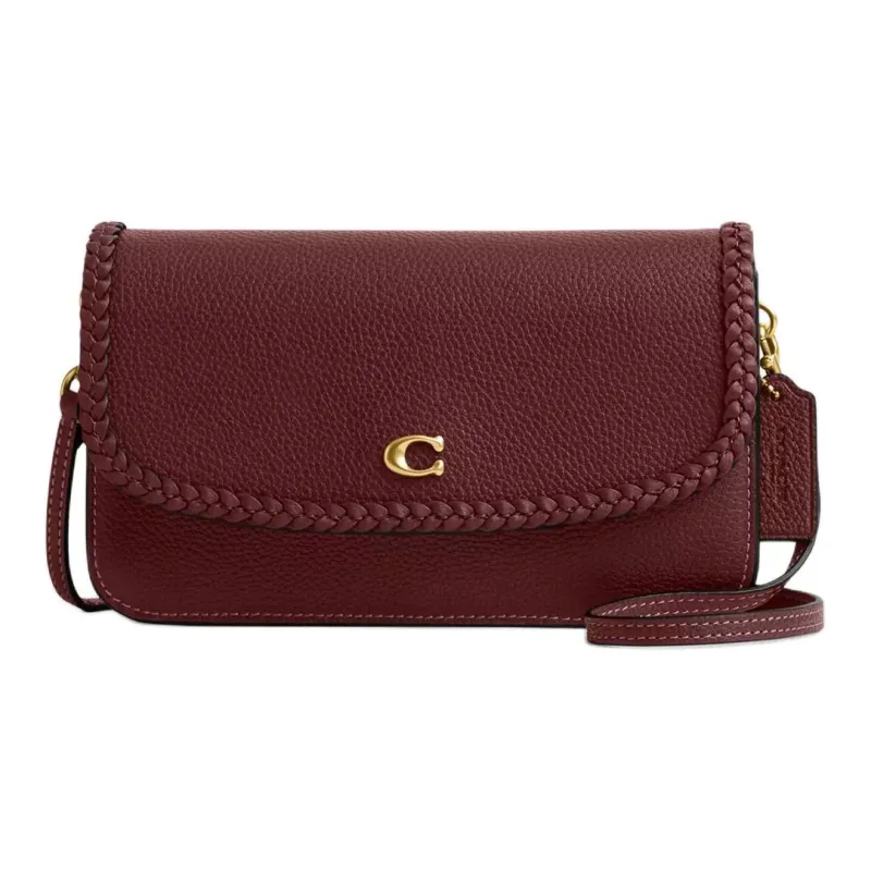 COACH Hayden Polished Pebbled Leather Shoulder Bag Crossbody Bag Small Size Women's Brass & Brown Red-0