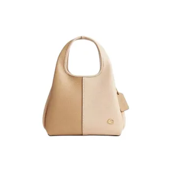 COACH Lana Polished Pebble Leather Portable Crossbody Bag, Shoulder Bag Medium Size Women's Ivory & Light Brown