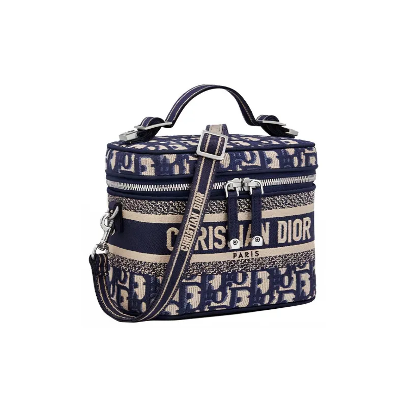 DIOR DiorTravel Canvas Handbag, Shoulder Bag, Crossbody Bag, Toiletry Bag, Makeup Bag Regular Women's Dark Blue-1
