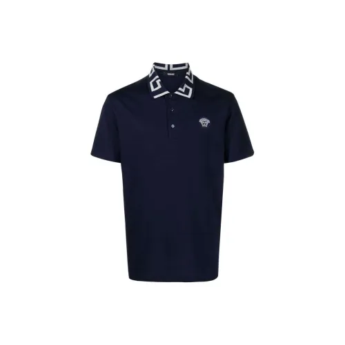 VERSACE Polo Shirts Men Dark Blue