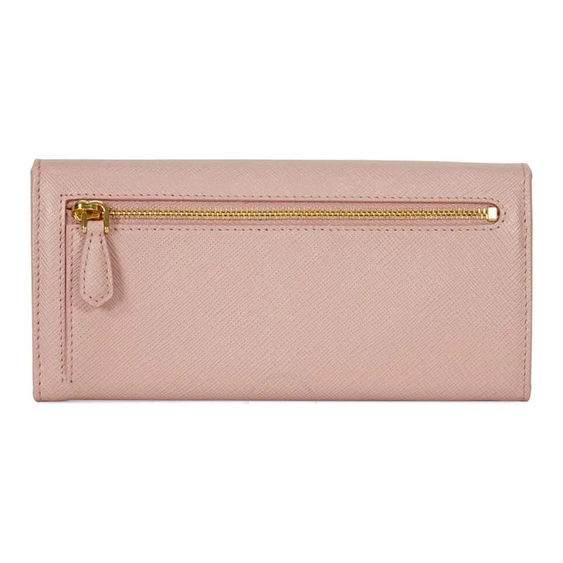 PRADA Leather Card Holder Wallet Women's Pink-3