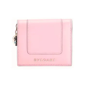 BVLGARI Leather Wallet Women's Pink