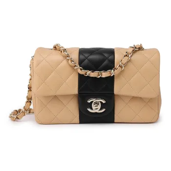 CHANEL Lambskin Flap Bag, Shoulder Bag, Crossbody Bag Mini Women's Yellow & Black