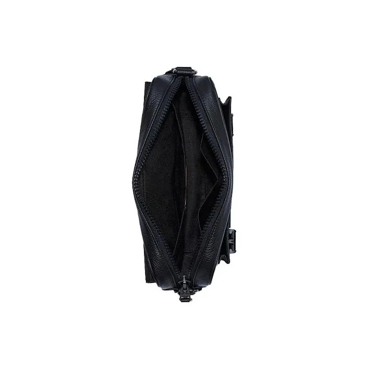 COACH Basquiat Collaboration Track Leather Shoulder Bag Crossbody Bag Large Size Men's Black-4