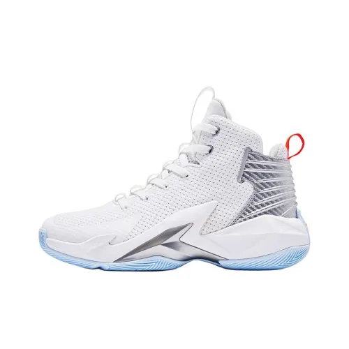 QIAODAN Cushioning Wear-Resistant jacket-Top Basketball Shoes Men's White Silver