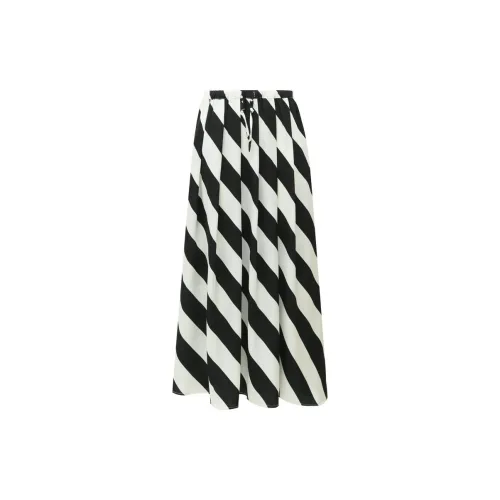 COCOBELLA Casual Long Skirts Women's White Base With Black Stripes