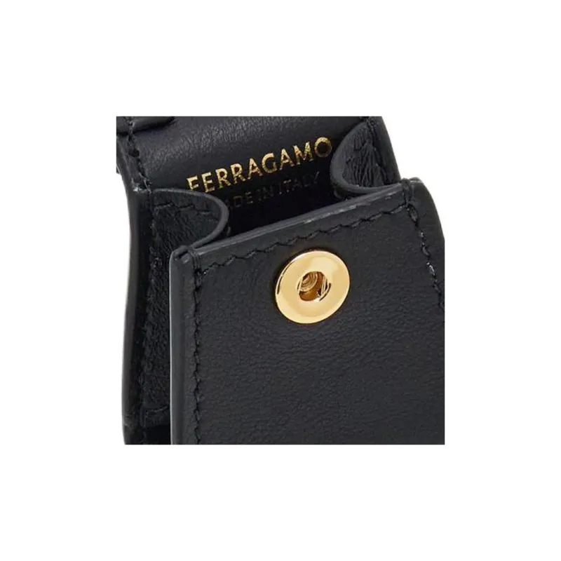 FERRAGAMO GANCINI Calfskin Bag Charm Bag Accessory Women's Black-4