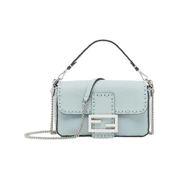 FENDI Baguette Calfskin Portable Crossbody Bag Shoulder Bag Mini Women's Light Blue