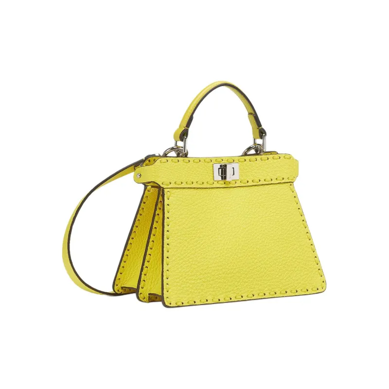 FENDI Peekaboo ISeeU Calfskin Shoulder Bag Crossbody Bag Handbag Women's Yellow-1