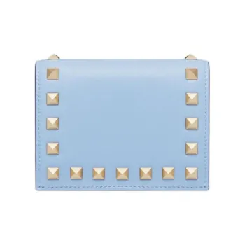 Valentino Rockstud Cow Leather Wallet Small Size Women's Sky Blue