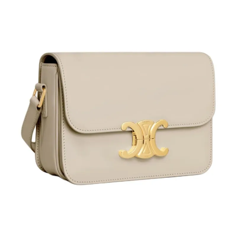 CELINE Triomphe Cow Leather Portable Crossbody Bag Shoulder Bag Women's Asama Gray-1