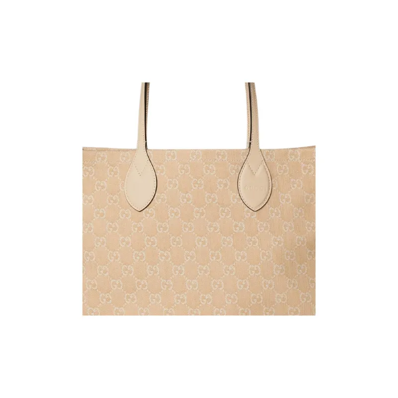 GUCCI Ophidia Denim With Leather Binding Tote Bag Shopping Bag Handbag Large Size Women's Light Beige-8