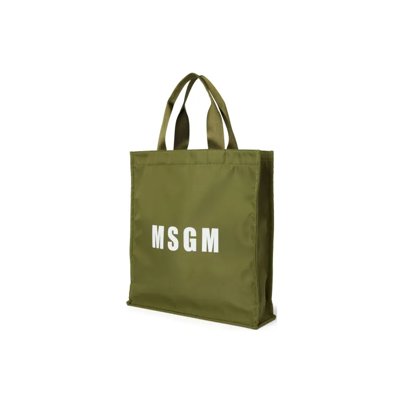 MSGM Nylon Tote Bag Shopping Bag Shoulder Bag Handbag Men's Army Green-1