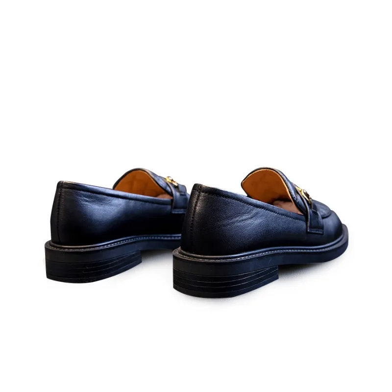Lady's House Loafers Women's Black Beige-3