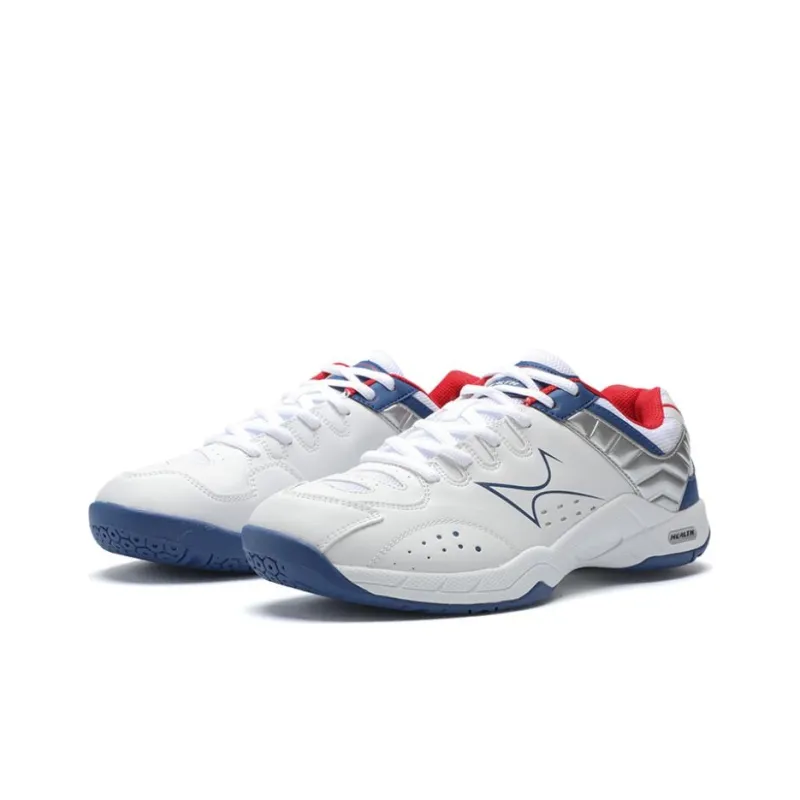 HEALTH Cushioning Wear Resistant Low Top Badminton Shoes Unisex White Blue-1