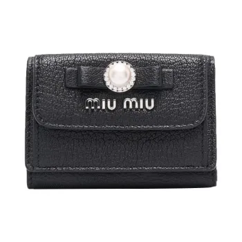 MIU MIU Leather Wallet Women's Black