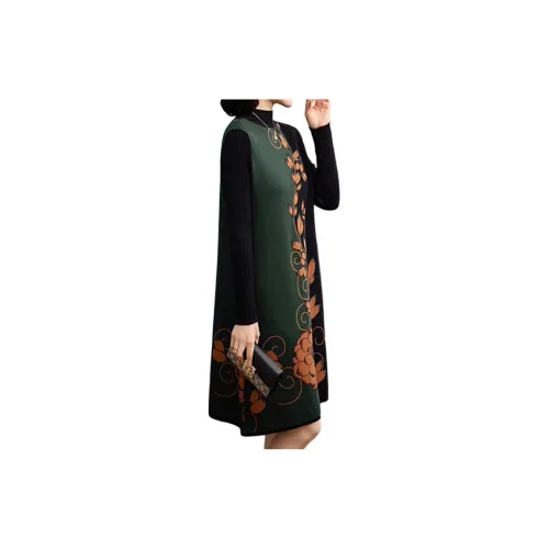 Mapping Long-Sleeved Dresses Women's Green