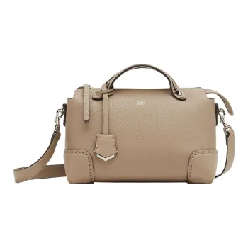 FENDI By The Way Series Calfskin Boston Bag Shoulder Bag Crossbody Bag Handbag Medium Size Women's Beige